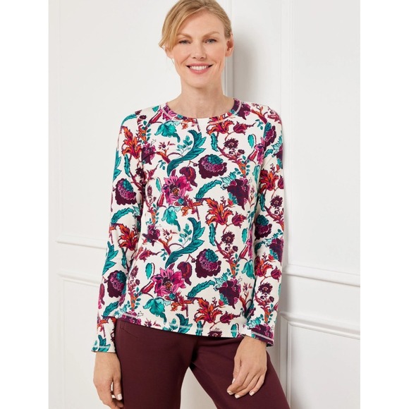T by Talbots Supersoft Jersey Long Sleeve Shirt Everyday Poetic Floral M Petite - Picture 1 of 8